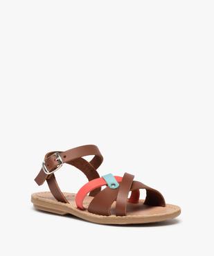 Sandales fille à brides en cuir coloré vue2 - GEMO (ENFANT) - GEMO