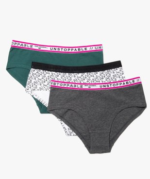 Shorties fille en coton bio stretch avec ceinture fantaisie (lot de 3) vue1 - GEMO 4G FILLE - GEMO