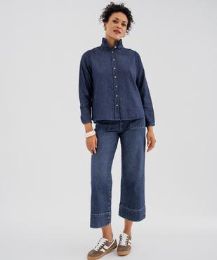 Chemise en coton esprit denim avec col à volant femme vue4 - GEMO 4G FEMME - GEMO