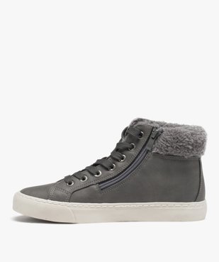 Baskets femme mid-cut unies avec col fourré et à zip vue3 - FOLLOW ME G4G - GEMO