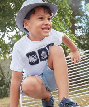 Tee-shirt garçon avec motif feuillage sur la poitrine vue4 - GEMO (ENFANT) - GEMO