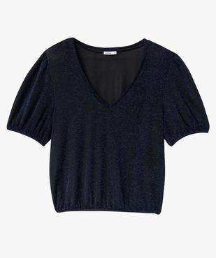 Tee-shirt femme à manches courtes en maille pailletée vue4 - GEMO(FEMME PAP) - GEMO