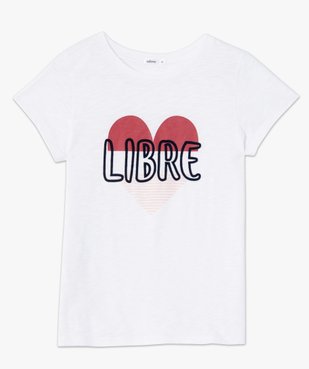 Tee-shirt femme à manches courtes avec motif cœur  vue4 - GEMO(FEMME PAP) - GEMO