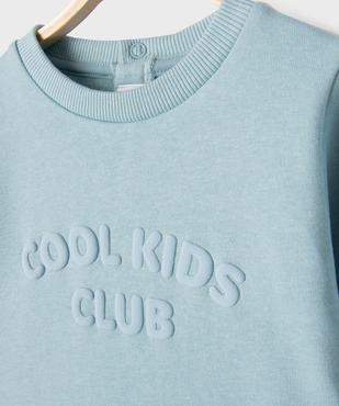 Sweat molletonné avec inscriptions en relief bébé garçon vue2 - GEMO 4G BEBE - GEMO