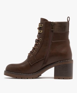 Boots femme à talon large et semelle crantée avec zip fantaisie vue4 - GEMO 4G FEMME - GEMO