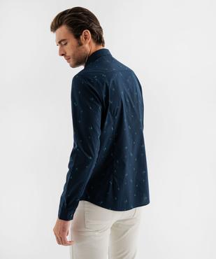 Chemise manches longues coupe droite en coton imprimé homme vue4 - GEMO (HOMME) - GEMO
