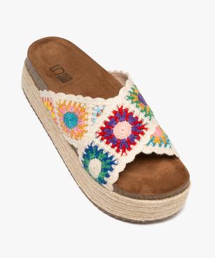 Mules à semelle plateforme en corde et larges brides en crochet femme vue5 - 5 MILES - GEMO
