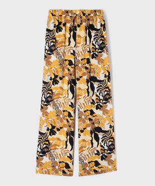 Pantalon large en viscose avec taille élastique fille vue1 - GEMO 4G FILLE - GEMO