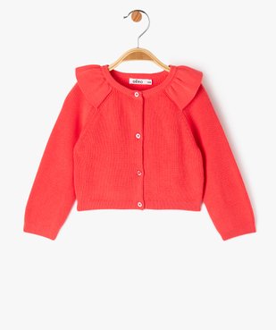 Gilet en coton avec volants sur le col bébé fille vue1 - GEMO(BEBE DEBT) - GEMO