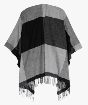 Poncho femme à larges carreaux avec finitions franges. vue4 - GEMO (ACCESS) - GEMO