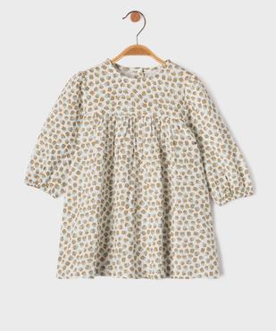 Robe à manches longues en gaze de coton à motifs fleuris bébé fille vue1 - GEMO(BEBE DEBT) - GEMO