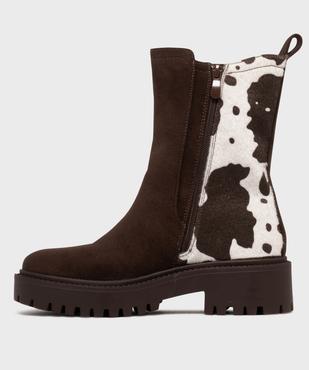 Boots Chelsea h hautes à semelle crantée femme vue3 - SANS MARQUE - GEMO