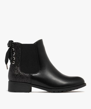 Boots femme Chelsea à détails pailletés avec ruban lacé à l'arrière vue1 - GEMO (CASUAL) - GEMO