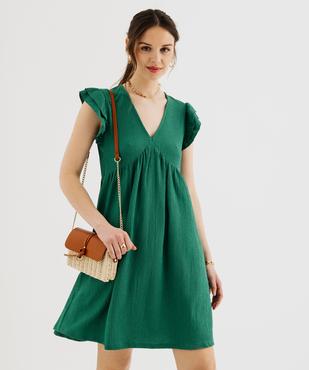 Robe à manches volantées avec taille empire femme vue1 - GEMO(FEMME PAP) - GEMO
