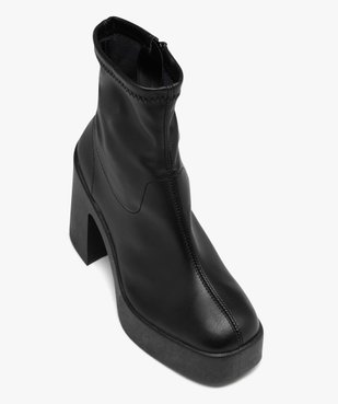 Boots femme unies à semelle plateforme et talon flare vue5 - GEMO(URBAIN) - GEMO
