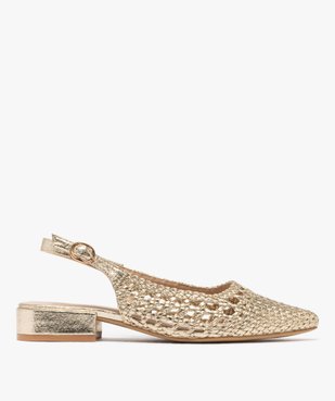 Chaussures à bout pointu et talon ouvert en tressage doré femme vue1 - FOLLOW ME - GEMO