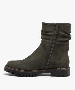 Boots femme à talon plat dessus uni avec col plissé vue4 - GEMO (CASUAL) - GEMO