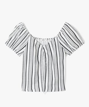 Blouse fille courte à dos smocké vue1 - GEMO (JUNIOR) - GEMO