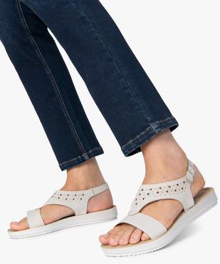 Sandales femme à talon compensé large bride perforée vue1 - GEMO (CONFORT) - GEMO