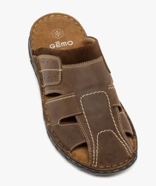 Mules homme en cuir à bout fermé surpiqué et ajouré vue5 - GEMO (CASUAL) - GEMO