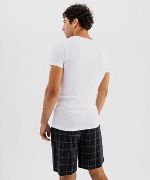 Tee-shirt homme à manches courtes et col V en coton biologique (lot de 2) vue8 - GEMO 4G HOMME - GEMO
