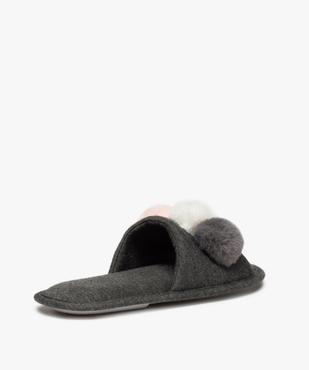 Chaussons femme mules ouvertes avec pompons vue4 - GEMO(HOMWR FEM) - GEMO