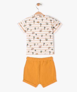 Ensemble bébé garçon 2 pièces : short en gaze et tee-shirt tunisien vue3 - GEMO(BEBE DEBT) - GEMO