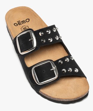 Mules femme à brides en cuir et clous métalliques vue5 - GEMO (CASUAL) - GEMO
