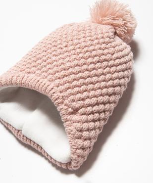Bonnet fille avec pompon et doublure polaire chaude vue2 - GEMO(BEBE DEBT) - GEMO