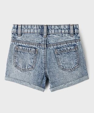 Short en jean à revers taille ajustable fille vue3 - GEMO 4G FILLE - GEMO