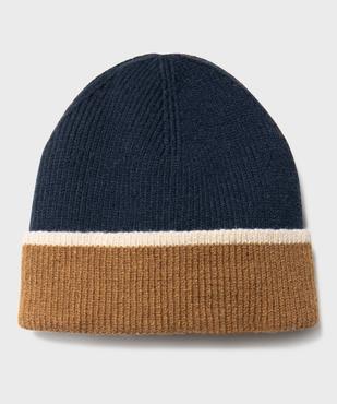 Bonnet en maille tricolore avec revers garçon vue2 - GEMO (ENFANT) - GEMO