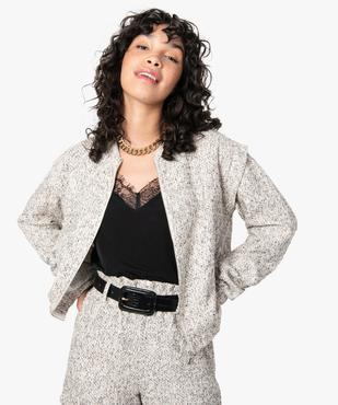 Veste femme en maille aspect tweed avec fil pailleté vue1 - GEMO(FEMME PAP) - GEMO