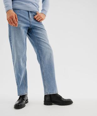 Jean straight en denim de coton stretch délavé homme vue3 - GEMO 4G HOMME - GEMO
