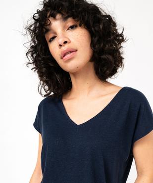 Tee-shirt manches courtes coupe loose en lin femme vue5 - GEMO 4G FEMME - GEMO