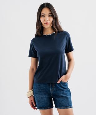 Tee-shirt manches courtes à col fantaisie femme vue2 - GEMO(FEMME PAP) - GEMO