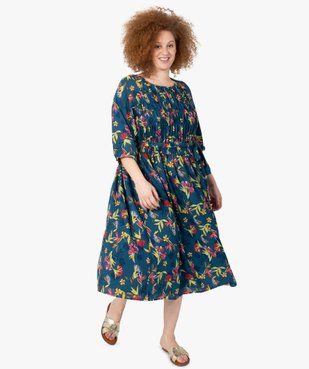 Robe femme grande taille imprimée avec buste froncé vue1 - GEMO (G TAILLE) - GEMO