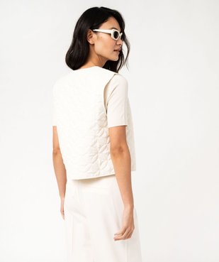 Gilet sans manches matelassage fantaisie porté ouvert femme vue3 - GEMO(FEMME PAP) - GEMO
