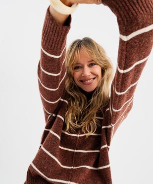 Pull rayé à col cheminée coupe loose femme vue2 - GEMO(FEMME PAP) - GEMO