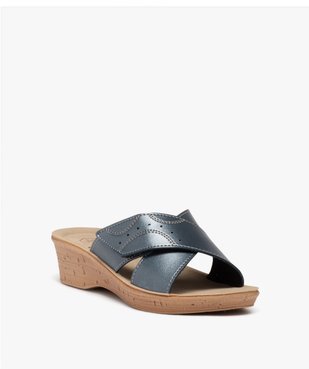 Mules femme confort compensées à scratch vue2 - GEMO (CONFORT) - GEMO