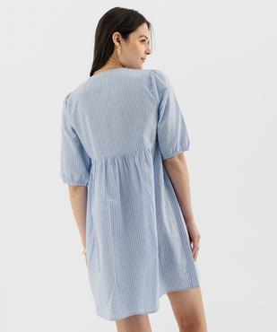 Robe courte à rayures avec fermeture liens femme vue3 - GEMO(FEMME PAP) - GEMO