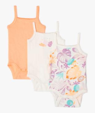 Bodies à bretelles à motifs exotiques bébé fille (lot de 3) vue1 - GEMO 4G BEBE - GEMO