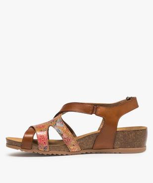 Sandales femme confort à scratch et talon compensé vue3 - GEMO (CONFORT) - GEMO