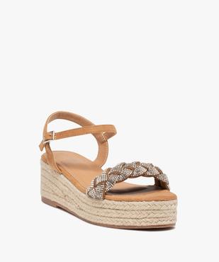 Sandales femme compensées à bride strass tressée vue3 - GEMO(URBAIN) - GEMO