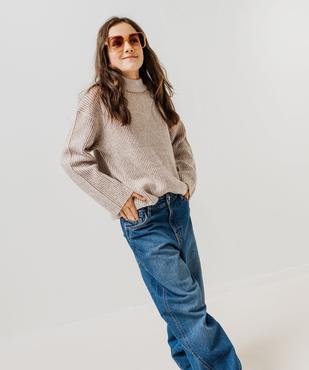 Pull loose en maille côtelée bicolore col cheminée fille vue6 - GEMO (JUNIOR) - GEMO