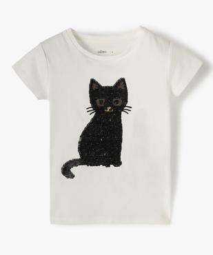 Tee-shirt fille avec motifs en sequins brodés vue1 - GEMO (ENFANT) - GEMO