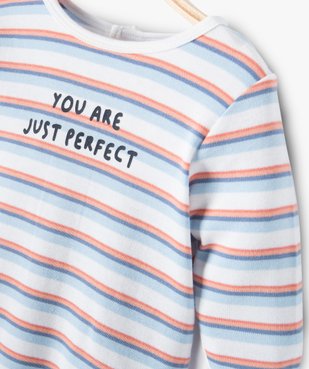 Pyjama bébé dors bien en jersey rayé à pont-dos pressionné vue2 - GEMO(BB COUCHE) - GEMO