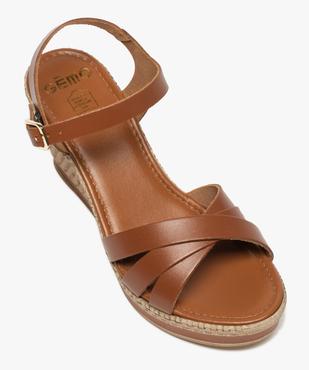Sandales femme à talon compensé et brides unies en cuir vue5 - GEMO(URBAIN) - GEMO