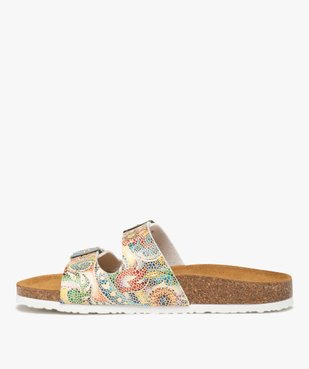 Mules femme à brides imprimées et semelle liège vue3 - GEMO 4G FEMME - GEMO