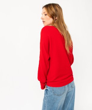 Pull en maille côtelée avec manches chauve-souris femme vue3 - GEMO(FEMME PAP) - GEMO
