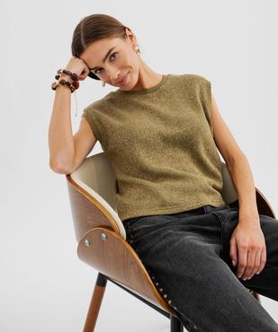 Tee-shirt sans manches en maille tricotée et pailletée femme vue1 - GEMO(FEMME PAP) - GEMO